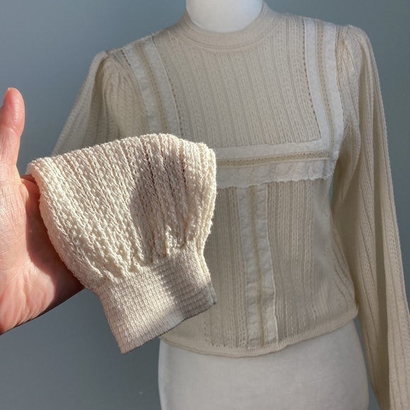 Zara Romantic Knit Top Blouse Lace Trim Bloggers' Favorite - Picture 6 of 14